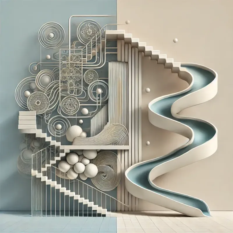 Conceptual describing complex grade level structures vs a smooth slide transition.